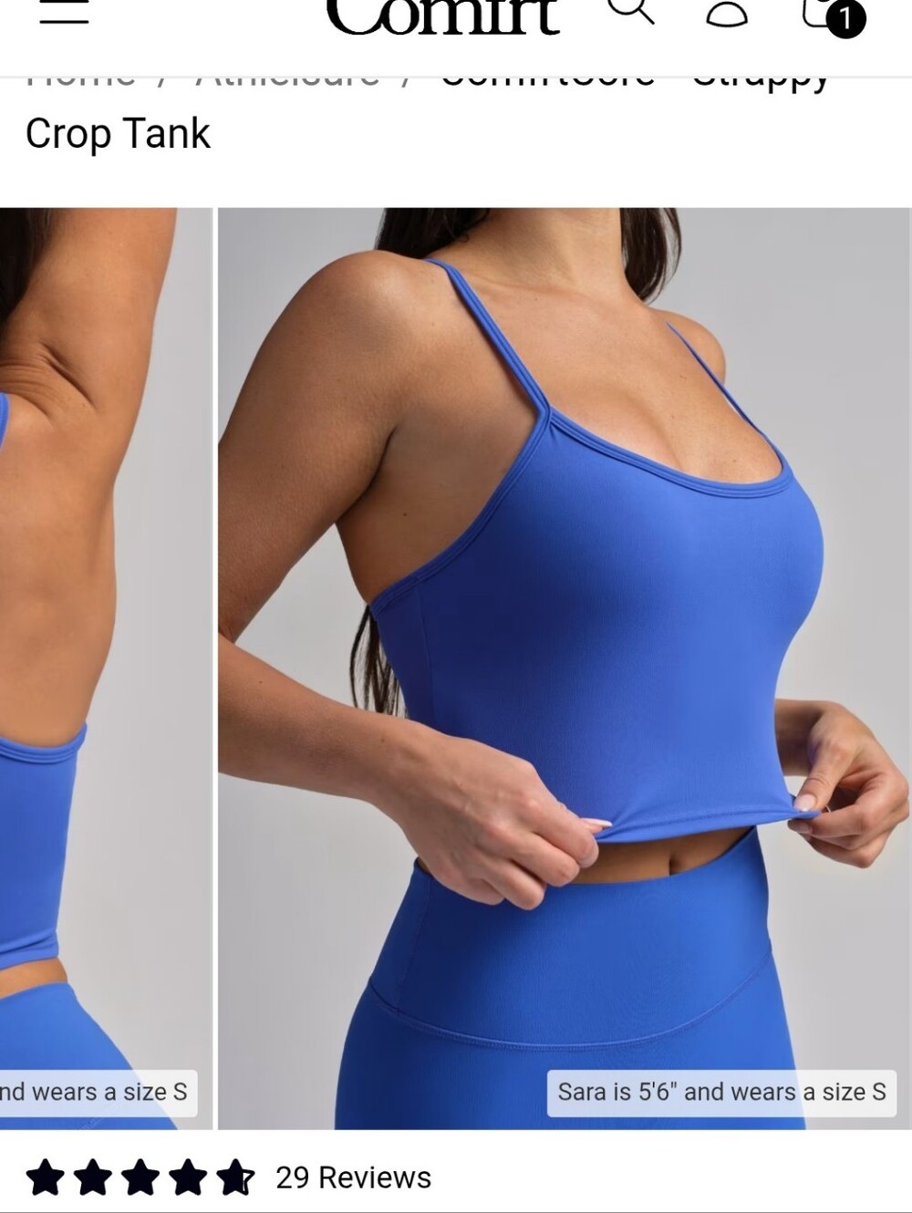 ComfortCore Cobalt Blue Activewear Set Crop Tank XS & High Waist Leggings S - Picture 3 of 8